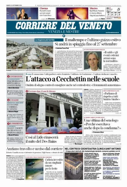Prima pagina Corriere del Veneto | Venezia e Mestre