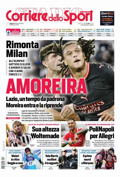 Prima pagina Corriere dello Sport - Stadio