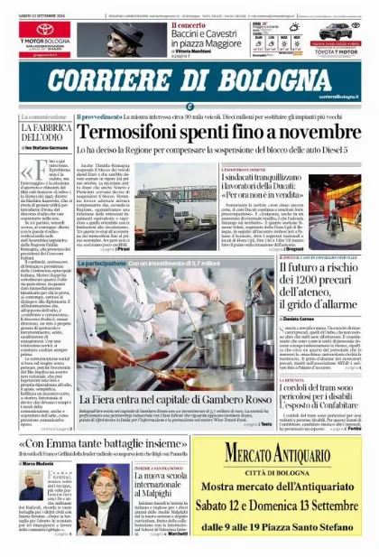 Prima pagina Corriere di Bologna