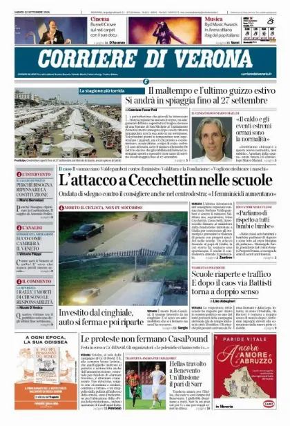 Prima pagina Corriere di Verona