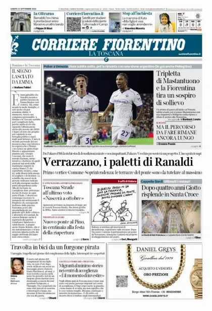 Prima pagina Corriere Fiorentino
