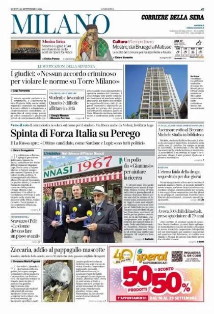 Prima pagina Corriere della Sera | Milano