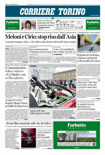 Prima pagina Corriere della Sera | Torino