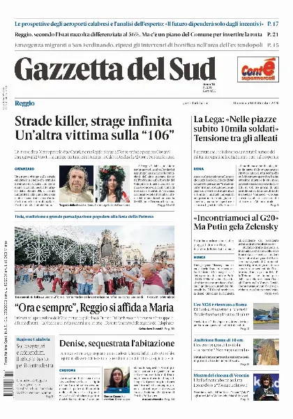 Prima pagina Gazzetta del Sud | Reggio Calabria