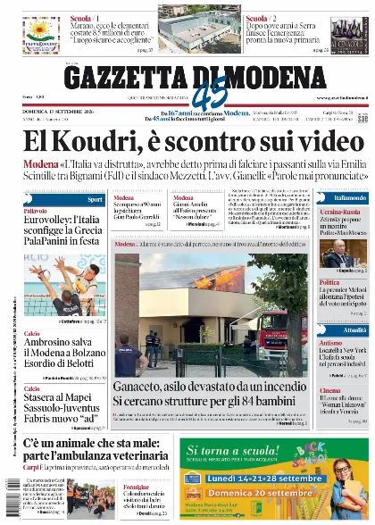Prima pagina Gazzetta di Modena
