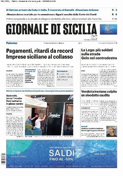 Prima pagina Giornale di Sicilia