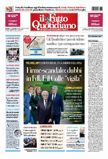 Prima pagina Il Fatto Quotidiano