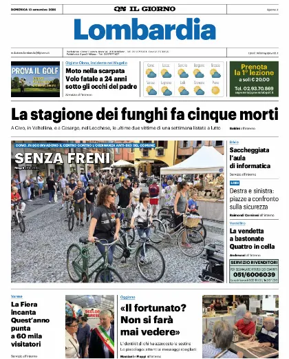 Prima pagina Il Giorno