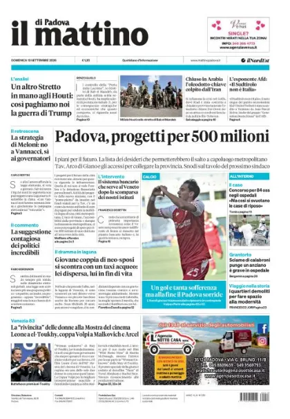 Prima pagina Il Mattino di Padova | Padova