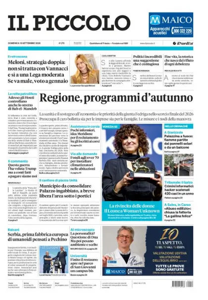 Prima pagina Il Piccolo | Trieste