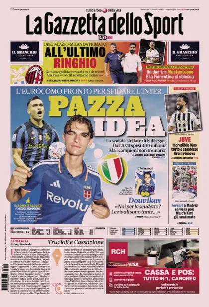 Prima pagina La Gazzetta dello Sport