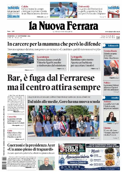 Prima pagina La Nuova Ferrara