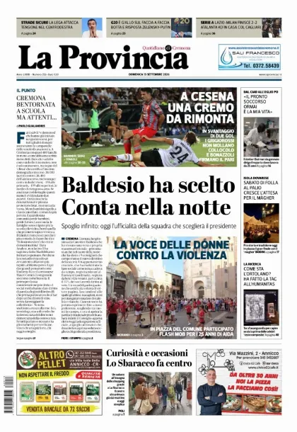 Prima pagina La Provincia