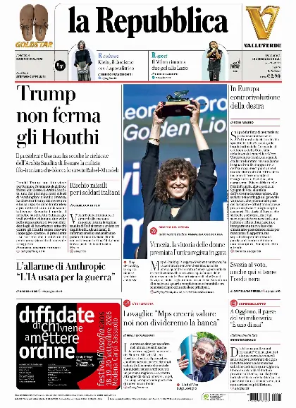 Prima pagina la Repubblica