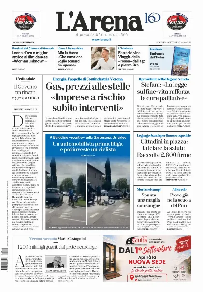 Prima pagina L'Arena