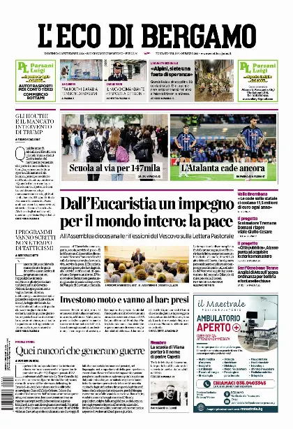 Prima pagina L'Eco di Bergamo