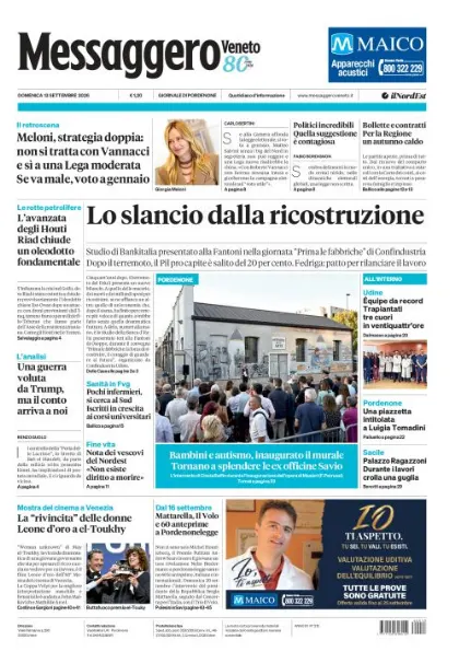 Prima pagina Messaggero Veneto | Pordenone