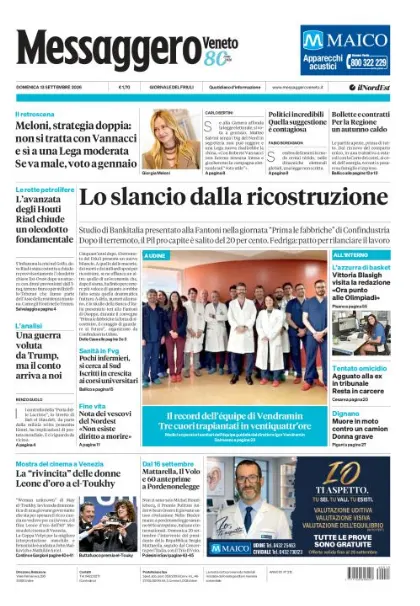 Prima pagina Messaggero Veneto | Udine