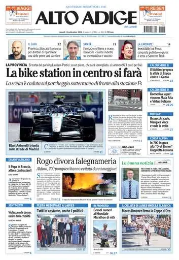 Prima pagina Alto Adige