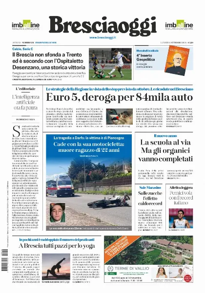 Prima pagina Bresciaoggi