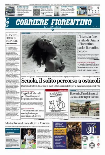 Prima pagina Corriere Fiorentino