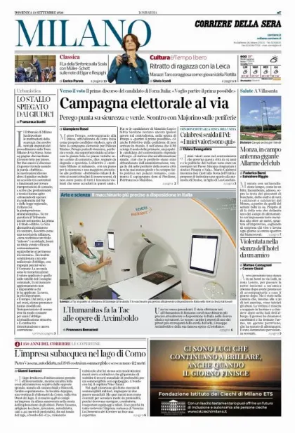 Prima pagina Corriere della Sera | Milano