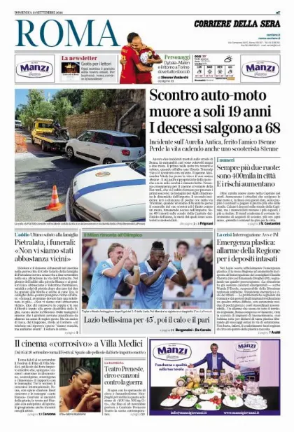 Prima pagina Corriere della Sera | Roma