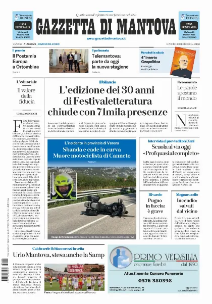 Prima pagina Gazzetta di Mantova