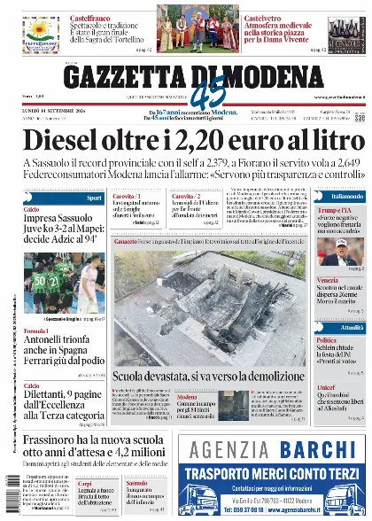 Prima pagina Gazzetta di Modena