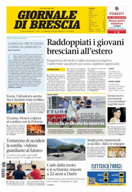 Prima pagina Giornale di Brescia