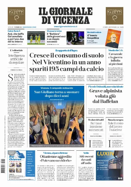 Prima pagina Il Giornale di Vicenza