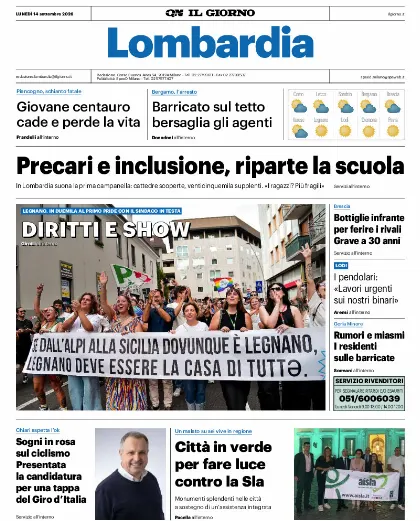 Prima pagina Il Giorno