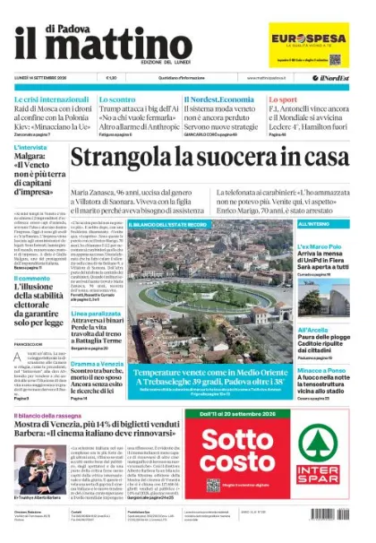 Prima pagina Il Mattino di Padova | Padova