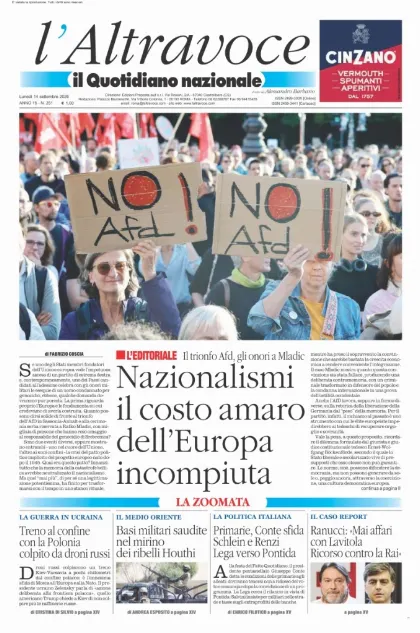 Prima pagina Il Quotidiano del Sud | L'Altravoce