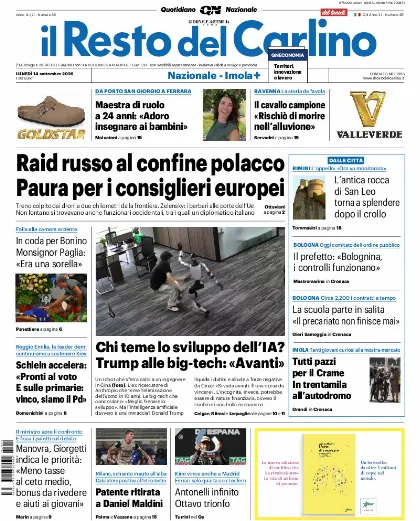 Prima pagina Il Resto del Carlino