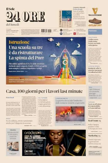 Prima pagina Il Sole 24 Ore