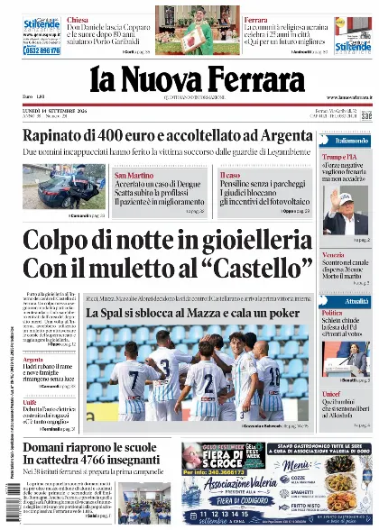 Prima pagina La Nuova Ferrara