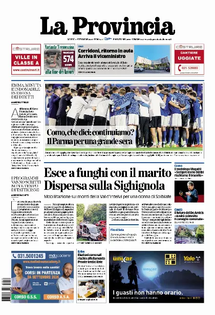 Prima pagina La Provincia