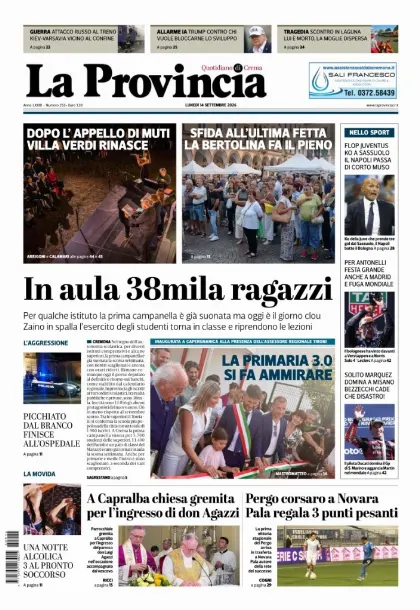 Prima pagina La Provincia | Crema