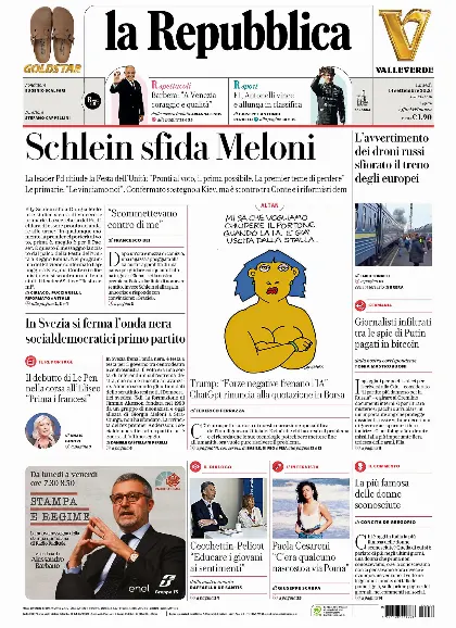 Prima pagina la Repubblica