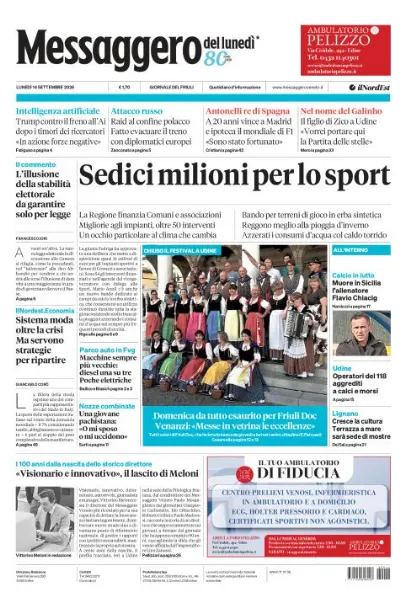 Prima pagina Messaggero Veneto | Gorizia