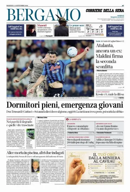Prima pagina Corriere della Sera | Bergamo