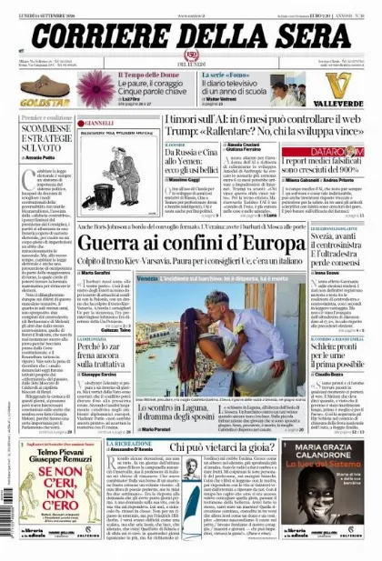Prima pagina Corriere della Sera