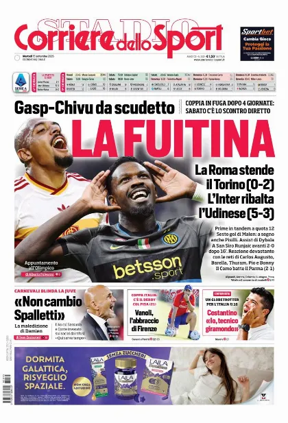 Prima pagina Corriere dello Sport - Stadio
