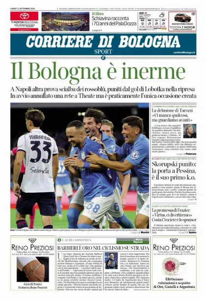 Prima pagina Corriere di Bologna