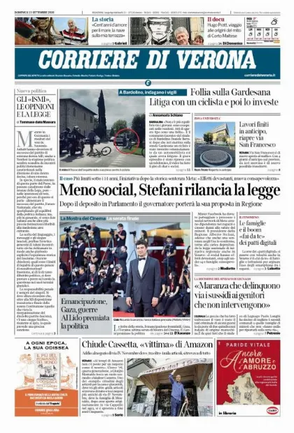Prima pagina Corriere di Verona
