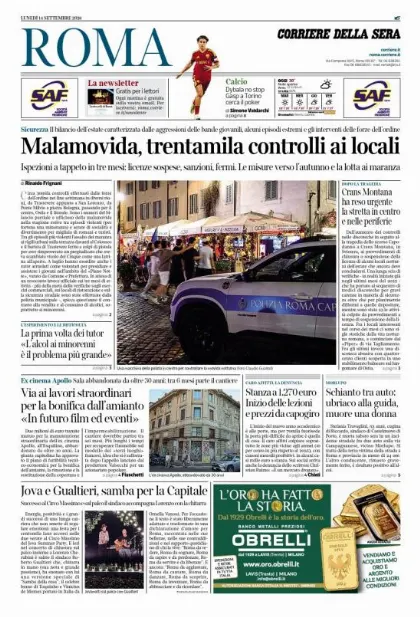Prima pagina Corriere della Sera | Roma