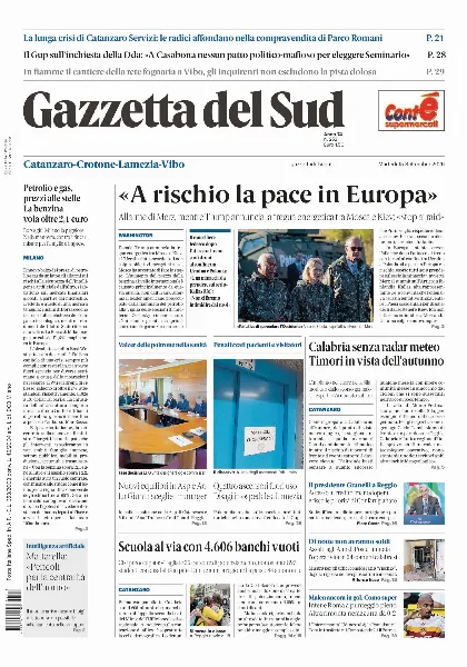 Prima pagina Gazzetta del Sud | Catanzaro