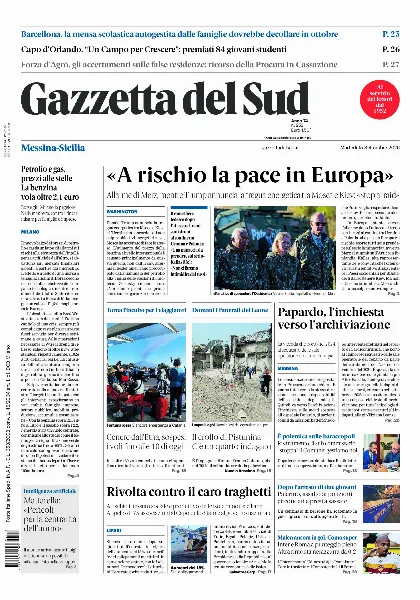 Prima pagina Gazzetta del Sud
