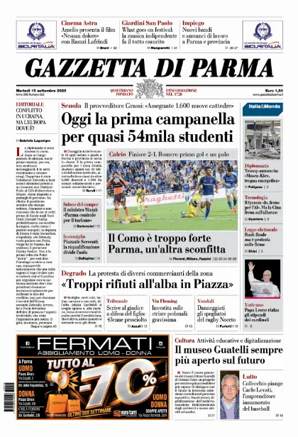 Prima pagina Gazzetta di Parma
